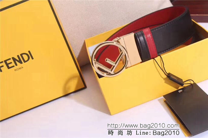 FENDI芬迪 雙面兩用皮帶 釘扣式帶扣 進口小牛皮 男士皮帶  xfp1199